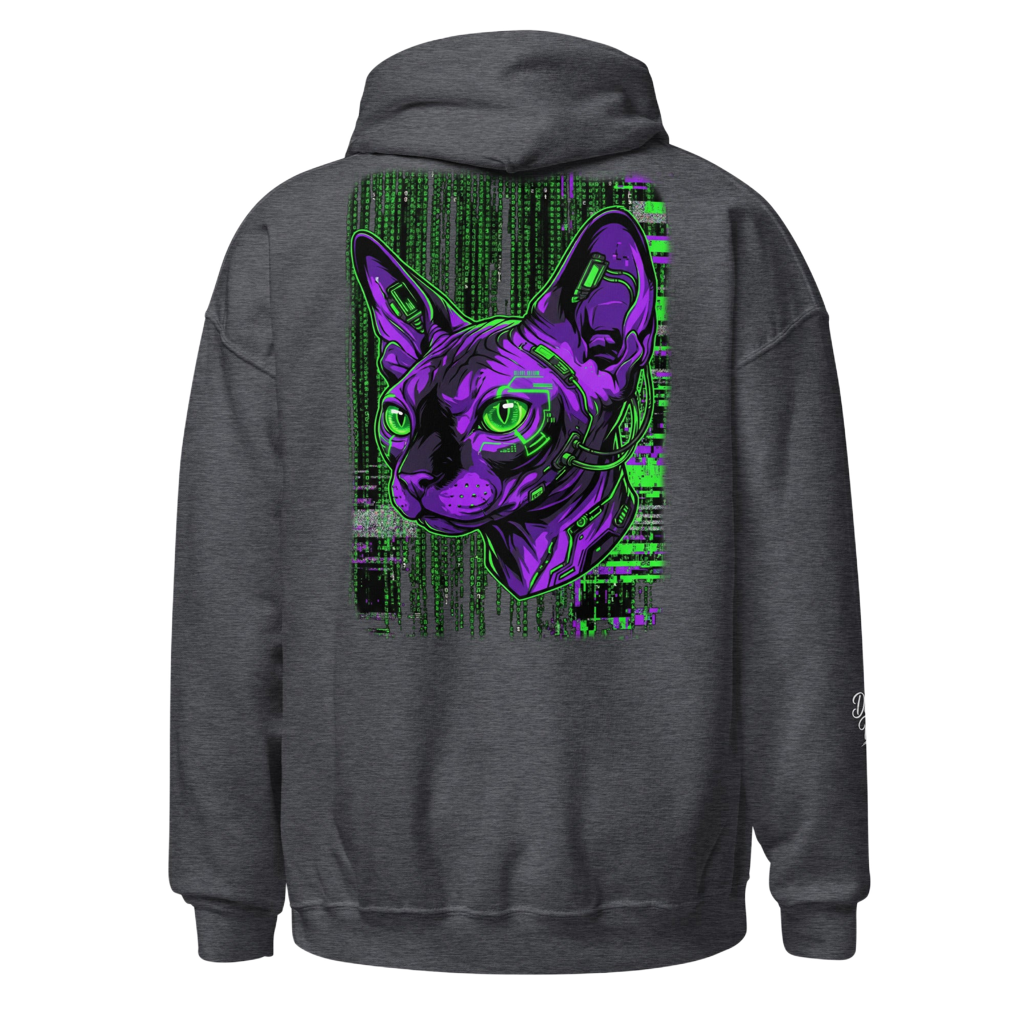 Sphynx Cat Cyberpunk Hoodie "System Override" | Neon Genesis Streetwear Design Paws – onderdeel van Jandk.