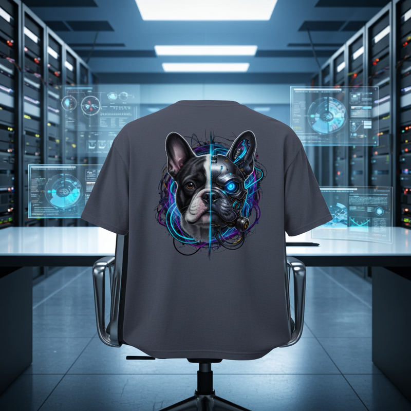 Cyber-Frenchie | Heavyweight Back Print Tee – Urban Black