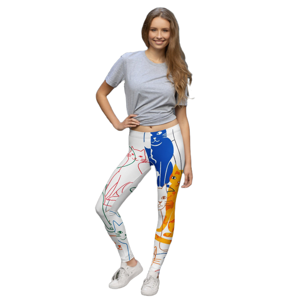 Abstracte Katten Legging | Mosaic Print & Hoge Taille – Abstract Cats Collectie designpaws