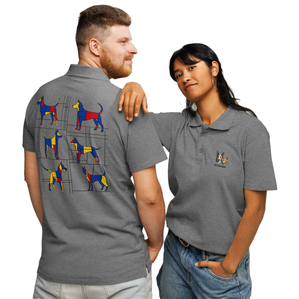 T-Shirt "Abstracte Mondriaan Dog" | Abstract Dogs Collection Design Paws – onderdeel van Jandk.