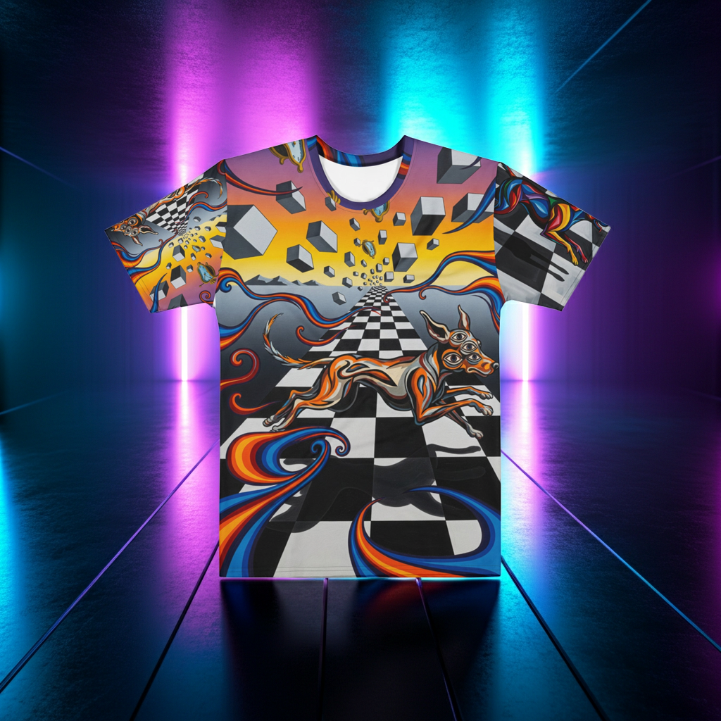 Heren T-shirt Checkmate | Fade-proof Polyester - Zacht Comfort Design Paws – onderdeel van Jandk.