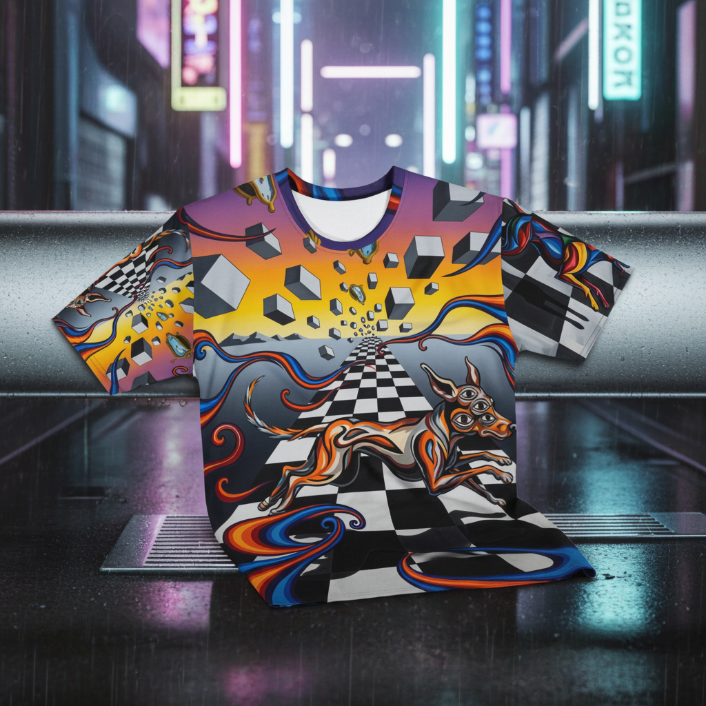 Heren T-shirt Checkmate | Fade-proof Polyester - Zacht Comfort Design Paws – onderdeel van Jandk.