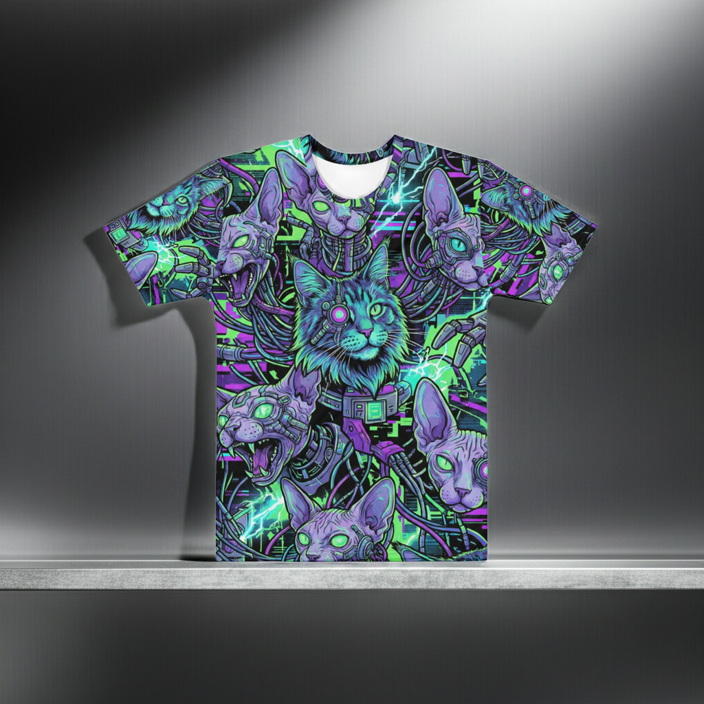 System Overload | AOP Cyber-Chaos T-shirt Design Paws – onderdeel van Jandk.