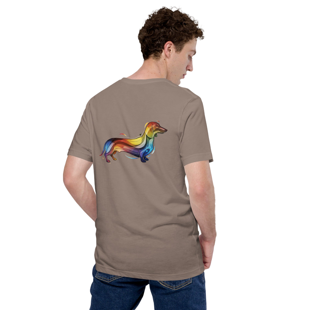 Abstract Teckel T-shirt | Moderne Kunst Hondenprint Unisex Design Paws – onderdeel van Jandk.