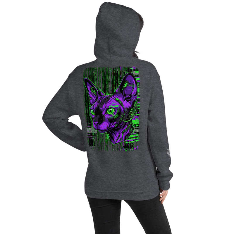 Sphynx Cat Cyberpunk Hoodie "System Override" | Neon Genesis Streetwear
