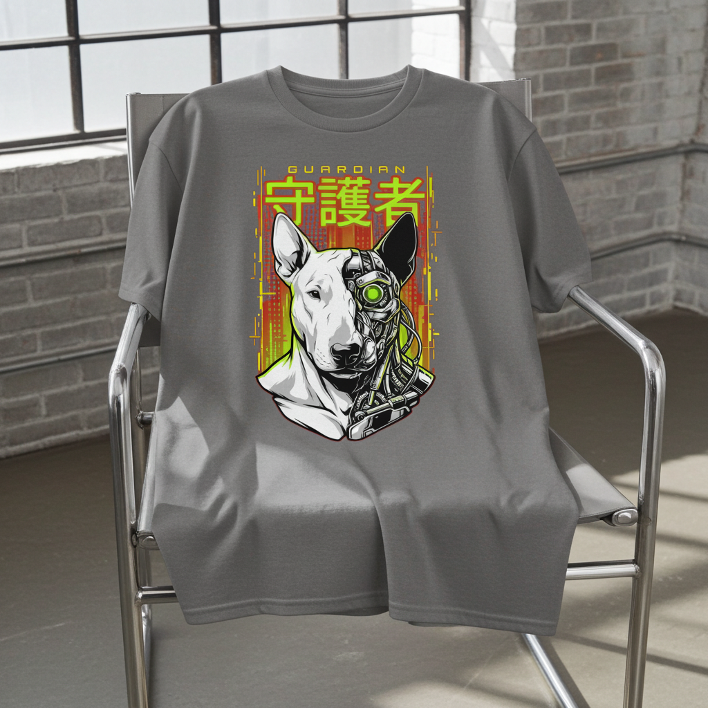 The Sentinel | Cyber Bull Terrier T-shirt – Heavyweight Design Paws – onderdeel van Jandk.