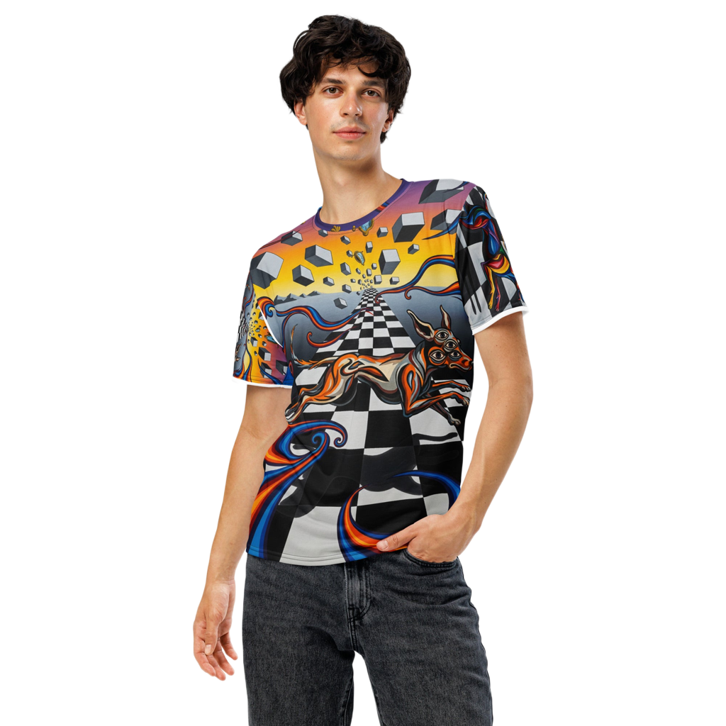 Heren T-shirt Checkmate | Fade-proof Polyester - Zacht Comfort Design Paws – onderdeel van Jandk.