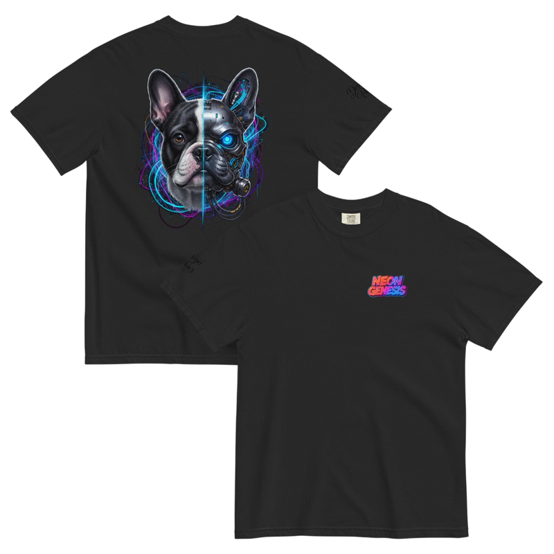 Cyber-Frenchie | Heavyweight Back Print Tee – Urban Black