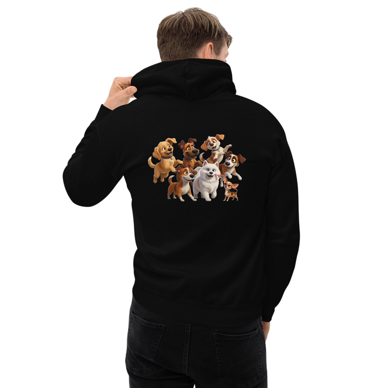 Cartoon Hondenprint Unisex Hoodie | Pixar Stijl Grafisch – Vibrant Canine Collectie