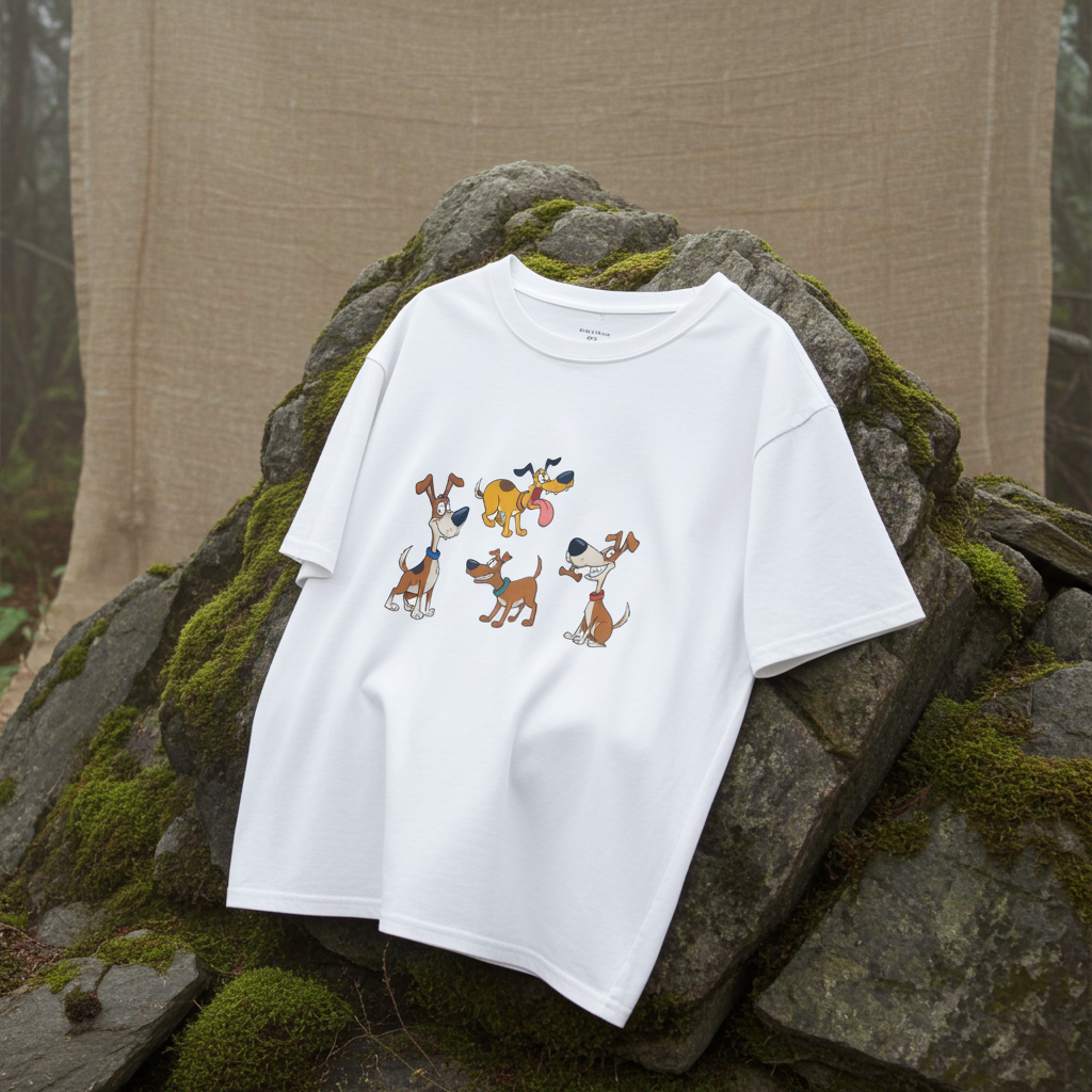 Heavyweight honden print Unisex T-shirt | Duurzaam Katoen Basis Design Paws – onderdeel van Jandk.