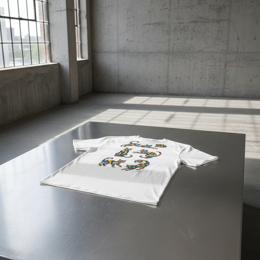 T-Shirt "Geslepen Katten" | Abstract Cats Collection Design Paws – onderdeel van Jandk.