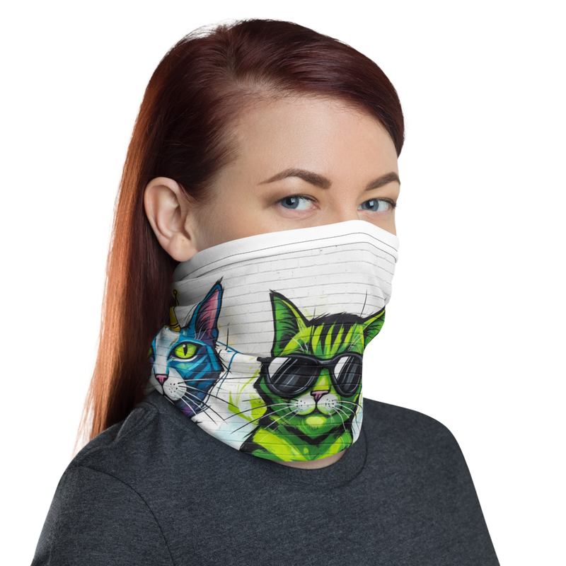 Abstracte Kattenprint Nekbeschermer | Veelzijdig Multi-Functioneel – Street Cats Collectie