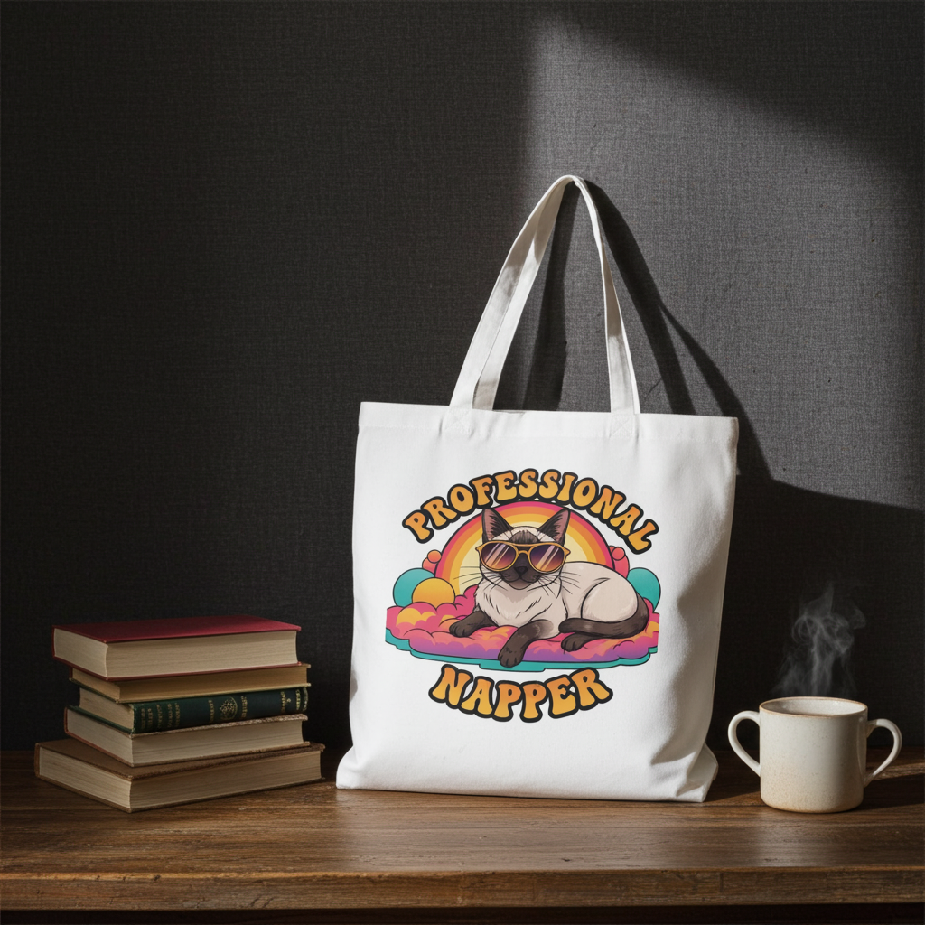 Katten Draagtas | Catnap Club Wit & Duurzaam - Lange Handvatten Design Paws – onderdeel van Jandk.