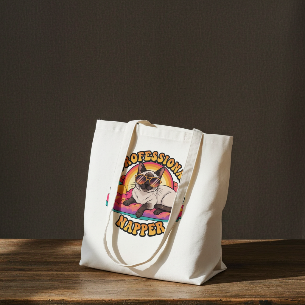 Katten Draagtas | Catnap Club Wit & Duurzaam - Lange Handvatten Design Paws – onderdeel van Jandk.