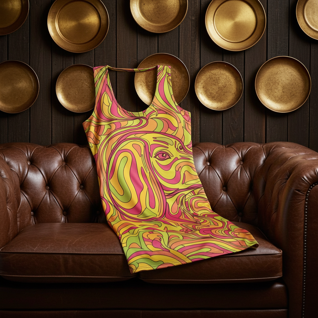 Swirl Bodycon Jurk | Levendige Abstracte Print - Cut & Sew Stijl Design Paws – onderdeel van Jandk.