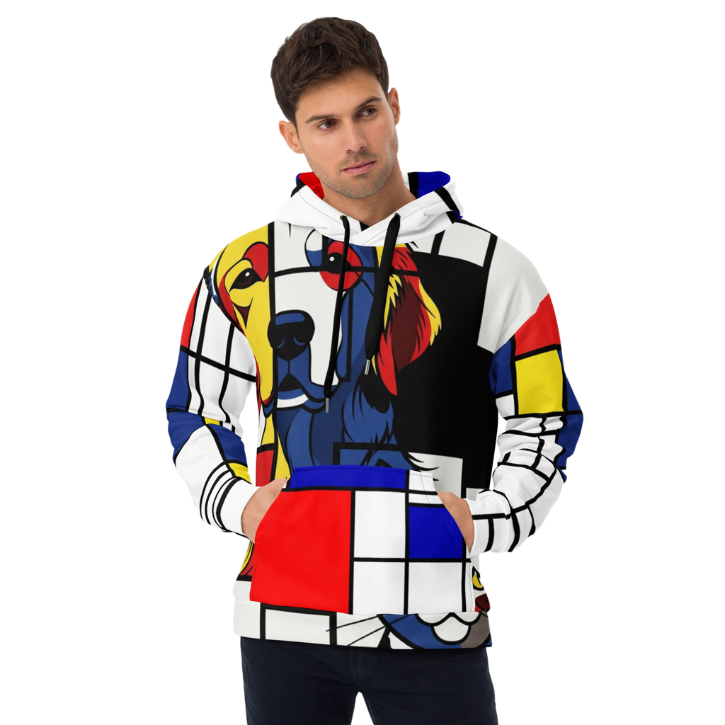 Abstracte Hoodie | Unieke Hondriaan Print & Geborstelde Fleece - Unisex Design Paws – onderdeel van Jandk.