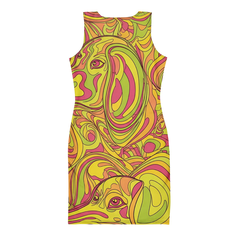 Swirl Bodycon Jurk | Levendige Abstracte Print - Cut & Sew Stijl