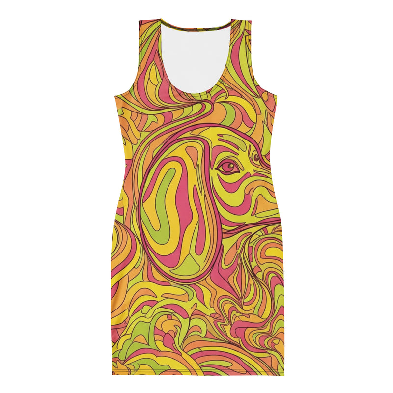 Swirl Bodycon Jurk | Levendige Abstracte Print - Cut & Sew Stijl