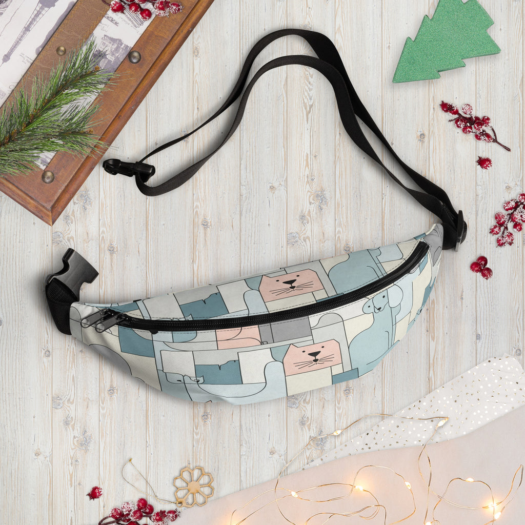 Abstracte minimalistische heuptas met dierenprint van honden en katten