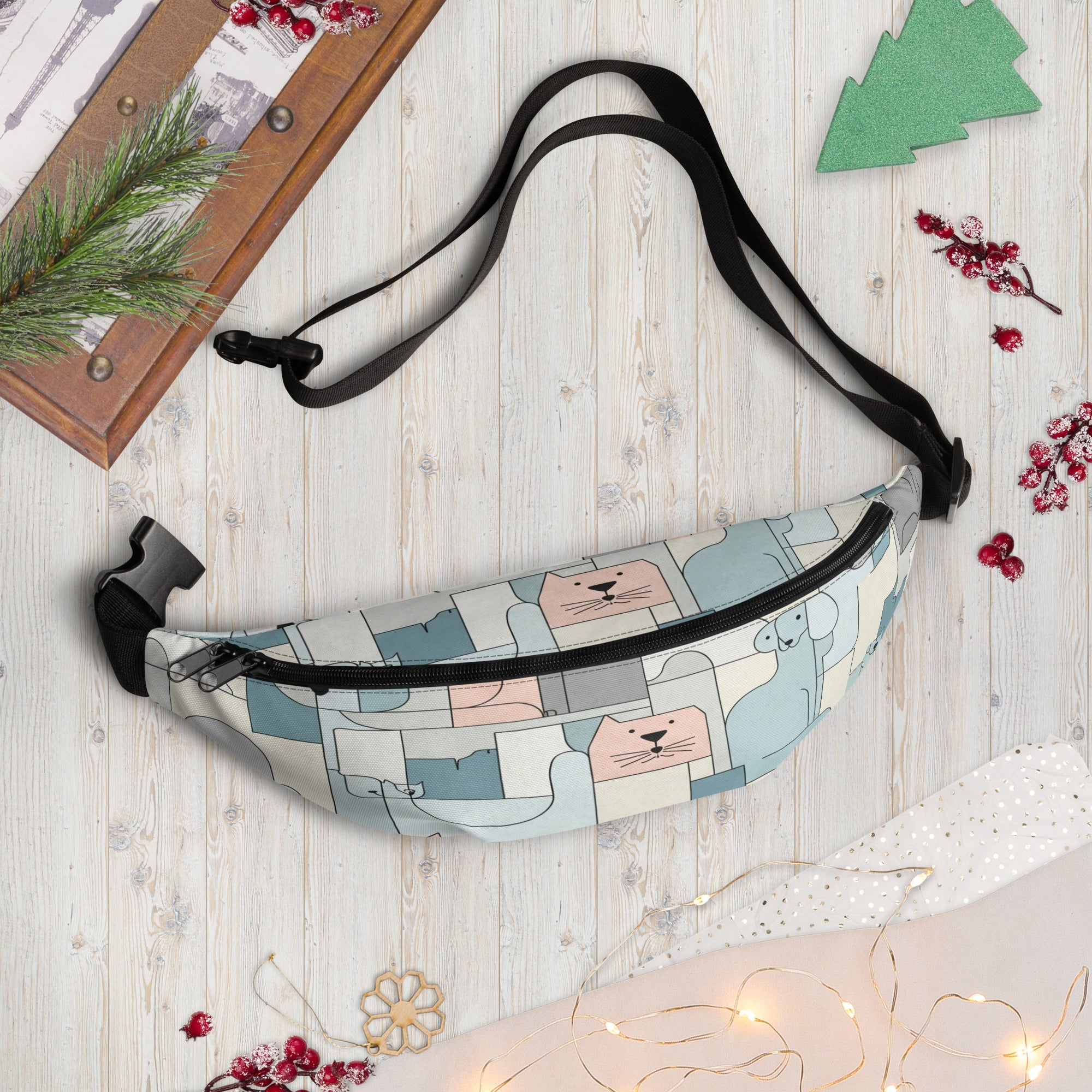 Abstracte minimalistische heuptas met dierenprint van honden en katten