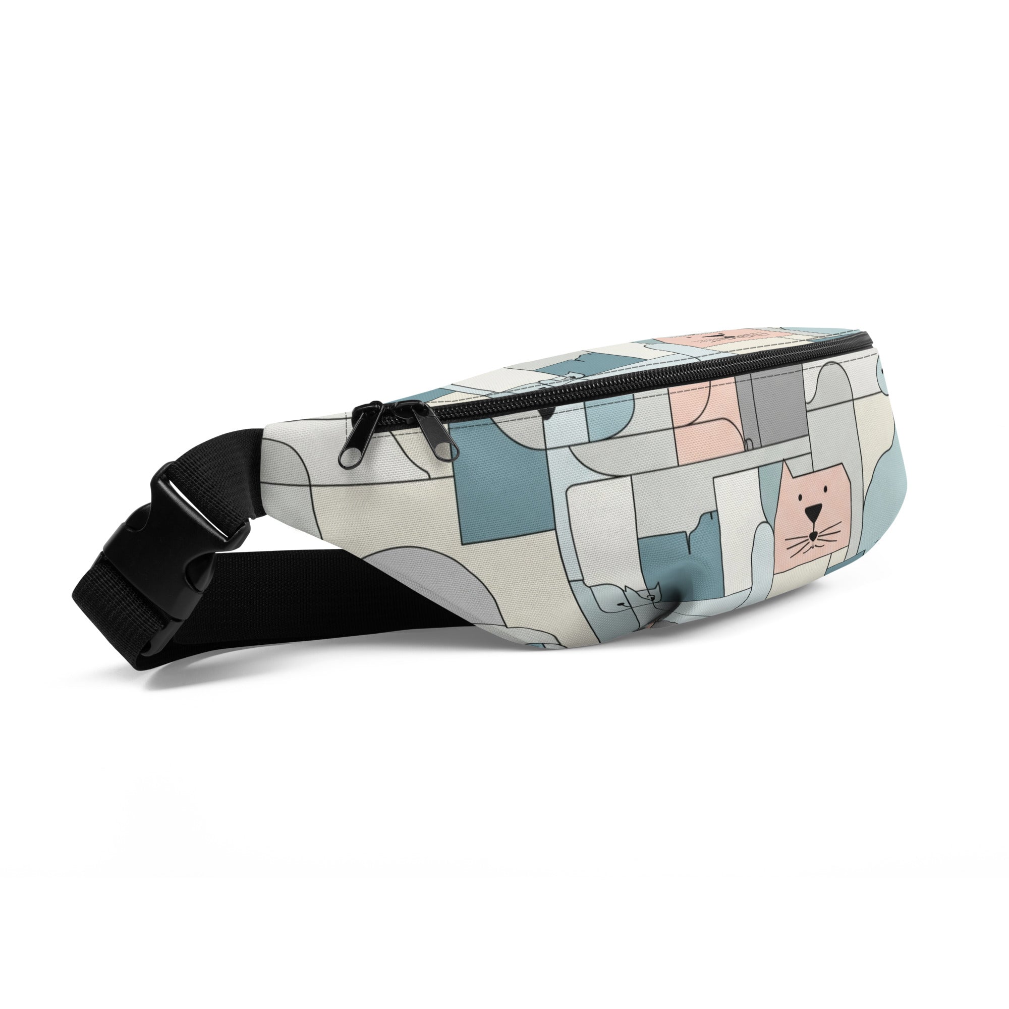 Minimalistische heuptas met abstracte dierenprint (honden en katten). Moderne fanny pack, Minimalist Muse.