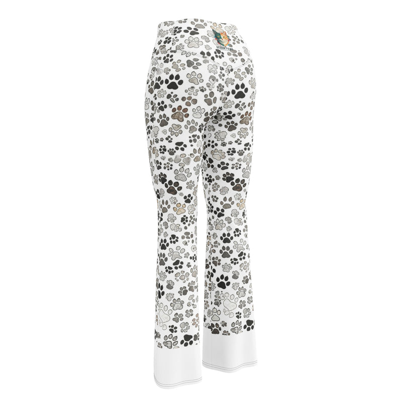 Abstracte Kattenprint Flare Legging | Wijd Uitlopend & Hoge Taille – Abstract Cats Collectie