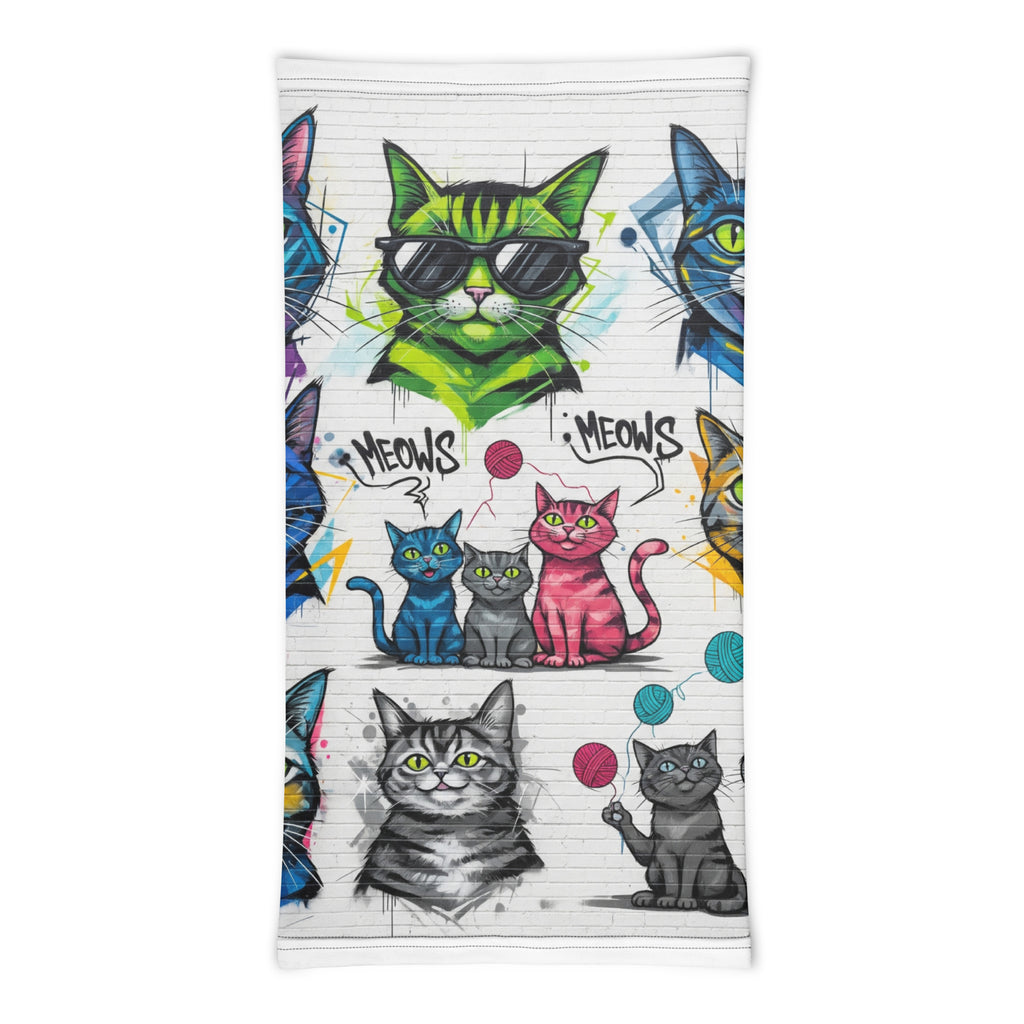 Abstracte kattenprint nekbeschermer uit de Street Cats Collectie, veelzijdig multi-functioneel