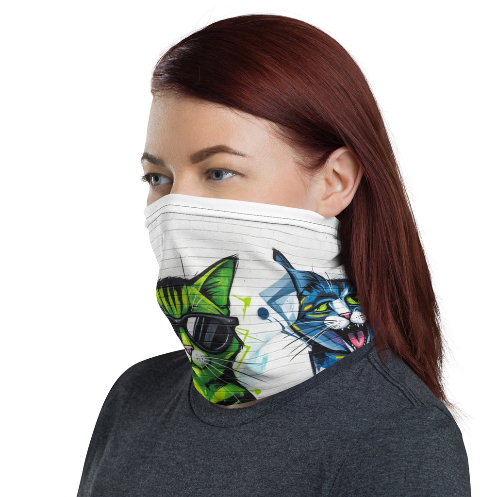 Multi-functionele nekbeschermer met abstracte kattenprint Street Cats.