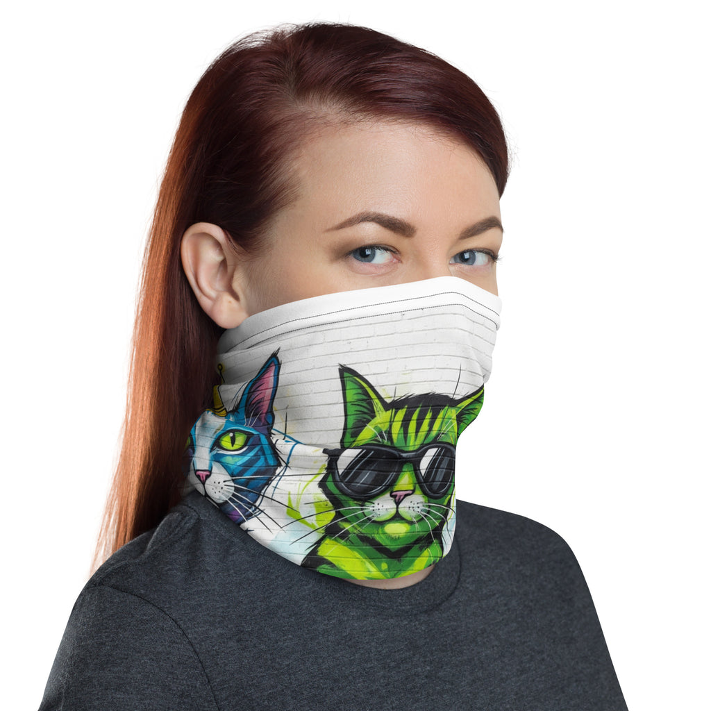 Abstracte Kattenprint Nekbeschermer | Veelzijdig Multi-Functioneel – Street Cats Collectie