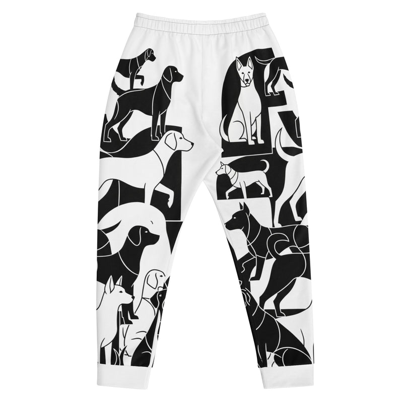 Heren Joggingbroek met Abstracte Zwart-Witte Hondenprint – Comfortabele Katoenmix