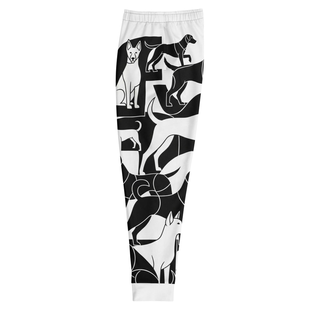 Zwart-witte Heren Joggingbroek met abstracte hondenprint. Gemaakt van comfortabele katoenmix