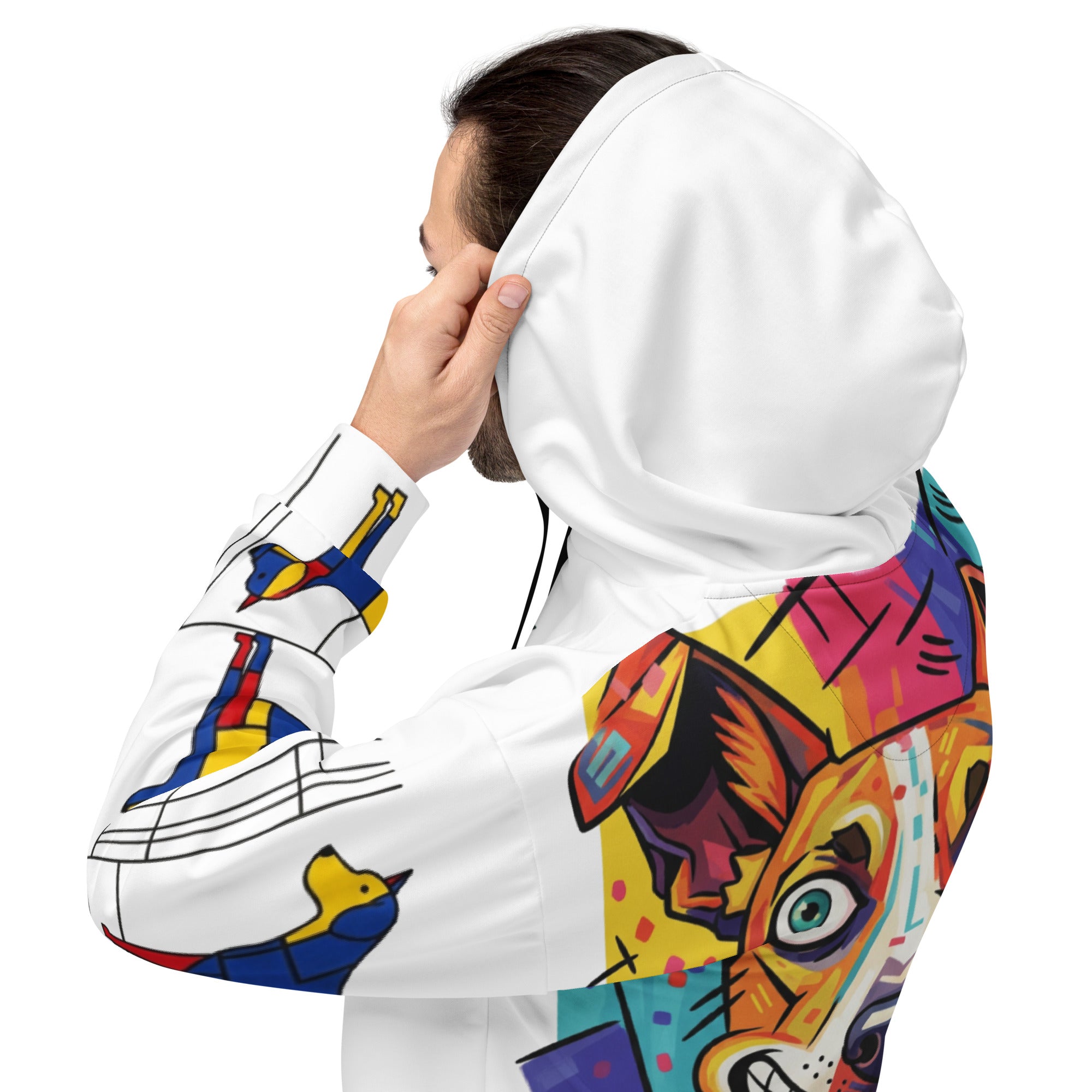 Duurzame uniseks hoodie met all-over print, gemaakt van gerecycled premium materiaal.