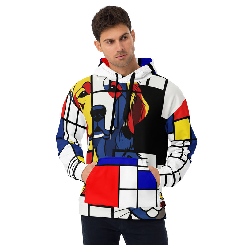 Abstracte Hoodie | Unieke Hondriaan Print & Geborstelde Fleece - Unisex