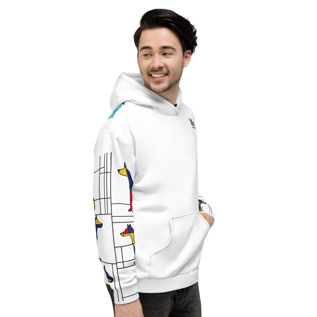 Duurzame uniseks hoodie met all-over print, gemaakt van gerecycled materiaal.