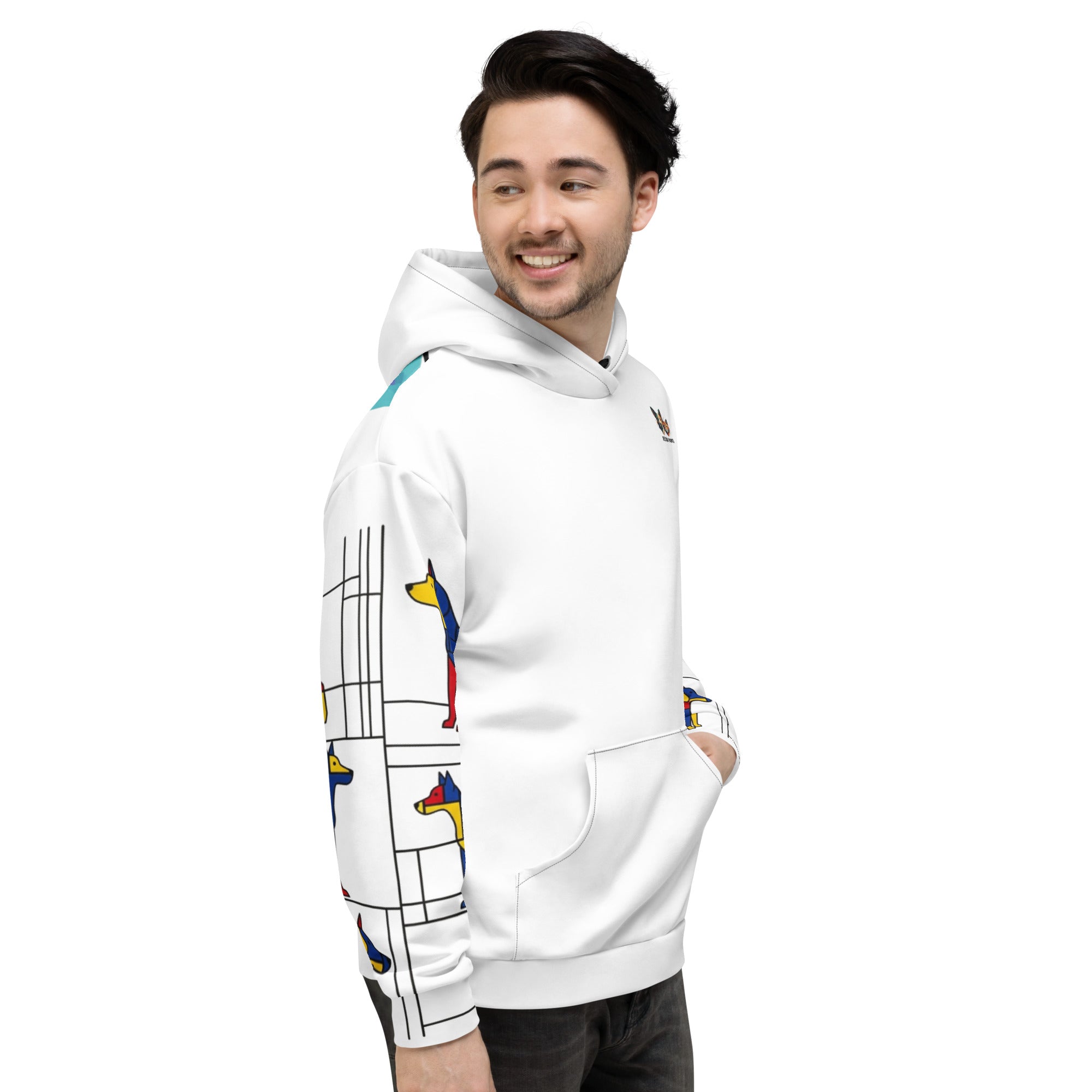 Duurzame uniseks hoodie met all-over print, gemaakt van gerecycled materiaal.