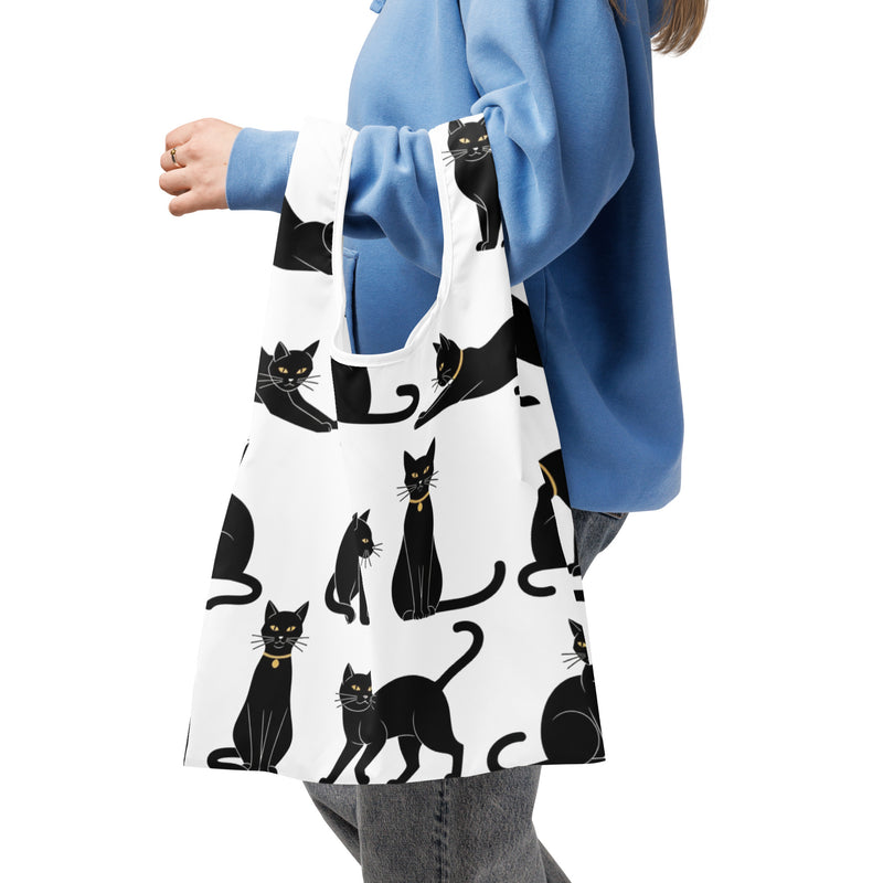Abstracte Kattenprint Tote Bag | Herbruikbare Boodschappentas