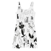 Abstracte Katten Skaterjurk | Elegante Mouwloze Midi-Lengte