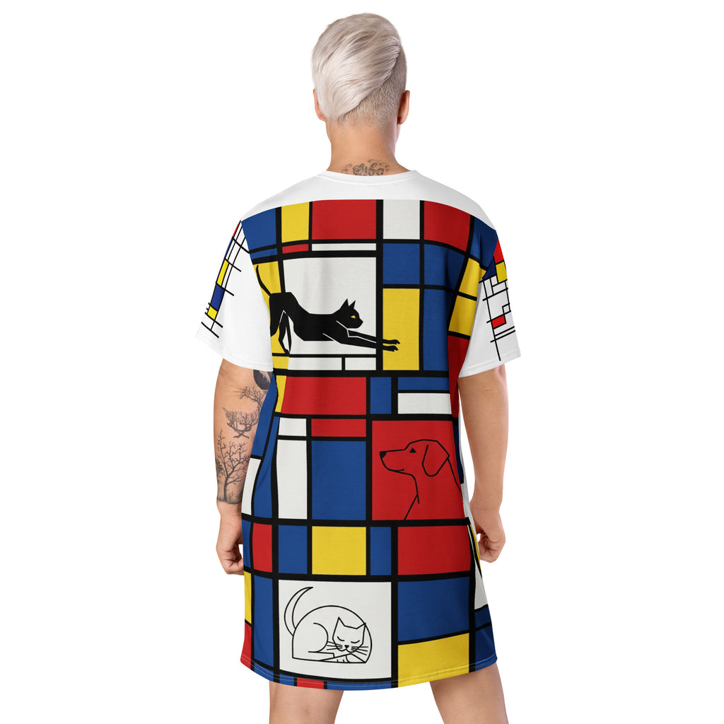 Oversized casual T-shirt jurk met abstracte dierenprint