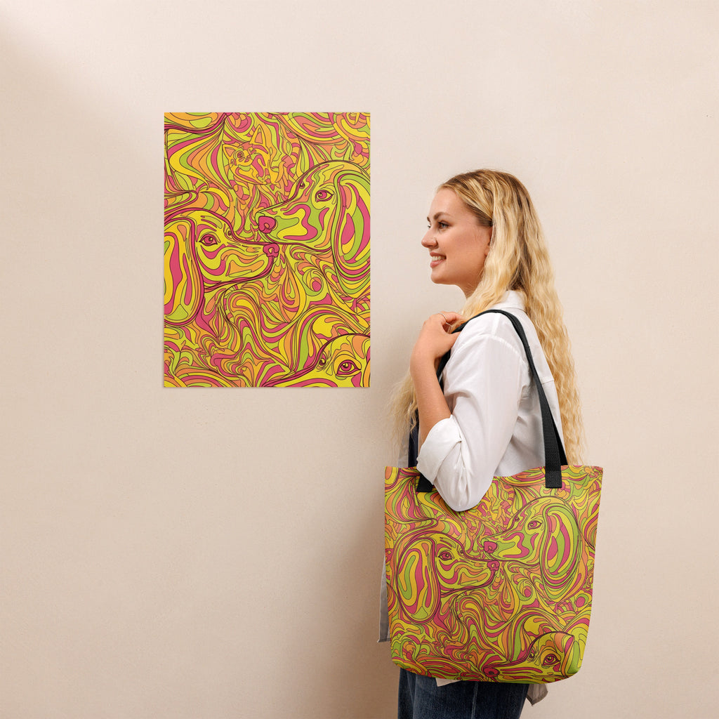 Ruime polyester tote bag met abstracte Swirl Species print