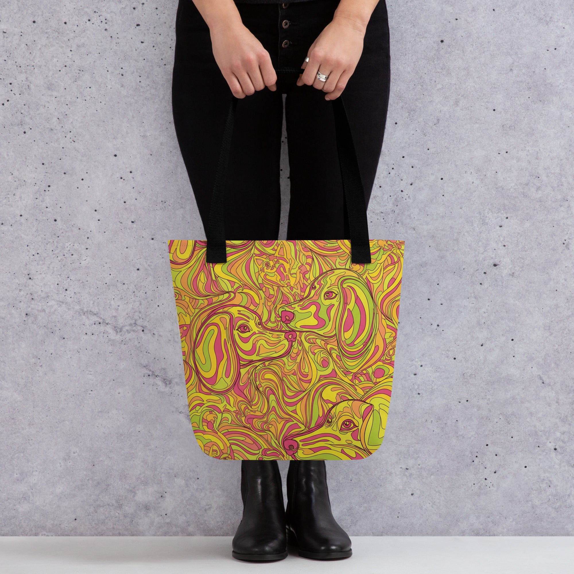 Ruime polyester tote bag met abstracte swirl species print