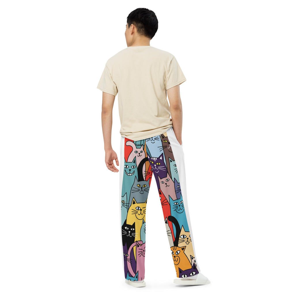 Trendy wide-leg broek met all-over print en pyjama comfort.