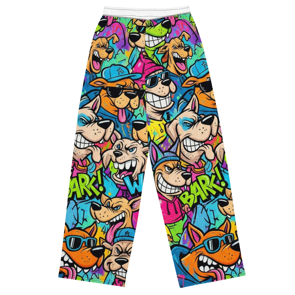 Unisex wide-leg broek met abstracte dierenprint en zakken