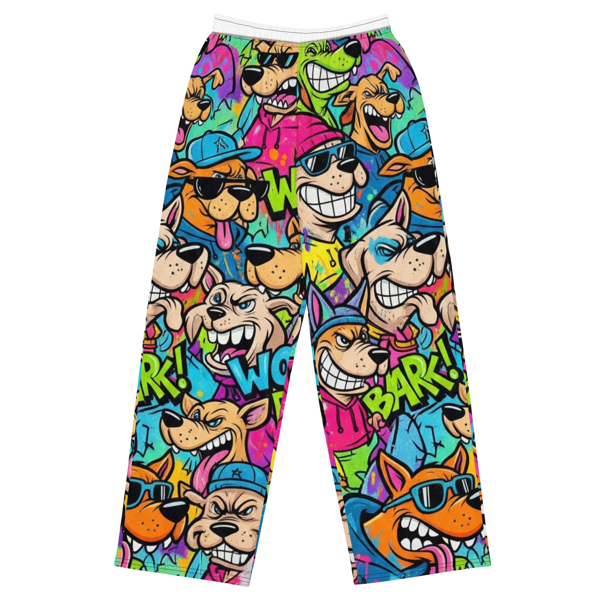 Abstracte dierenprint wide-leg broek unisex comfort fit met zakken