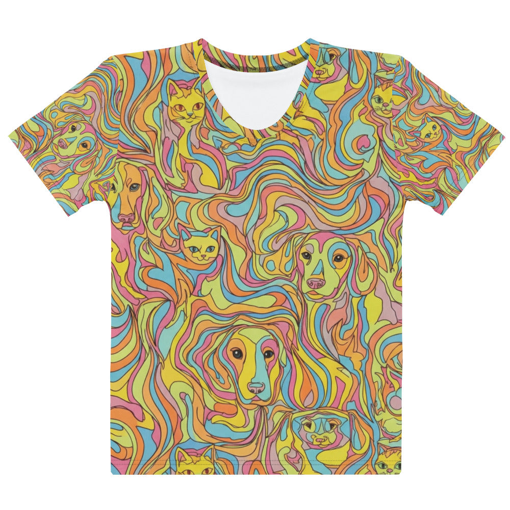 Dames T-shirt met levendige Swirl Print. Comfortabele Katoen-Touch en duurzaam Polyester.