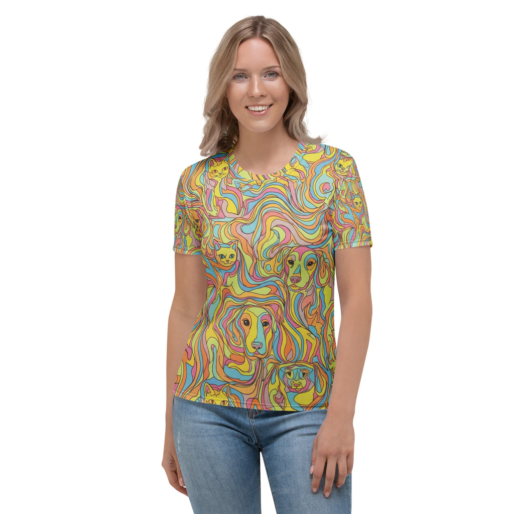 Dames T-shirt Swirl Print, katoen-touch polyester