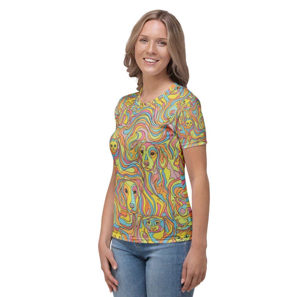 Dames T-shirt Swirl Print. Katoen-touch polyester.