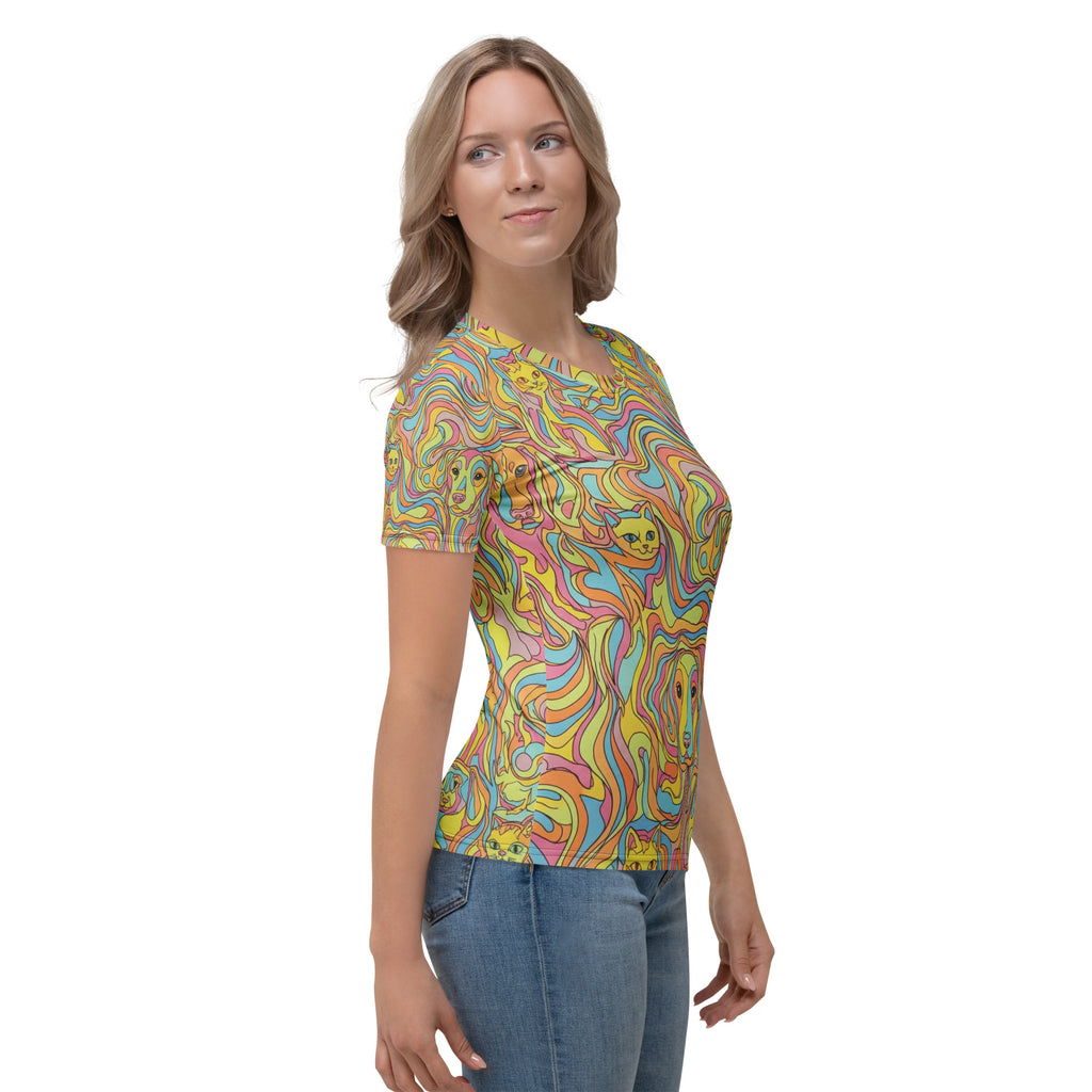 Dames T-shirt met Swirl Print, gemaakt van comfortabel katoen-touch en duurzaam polyester