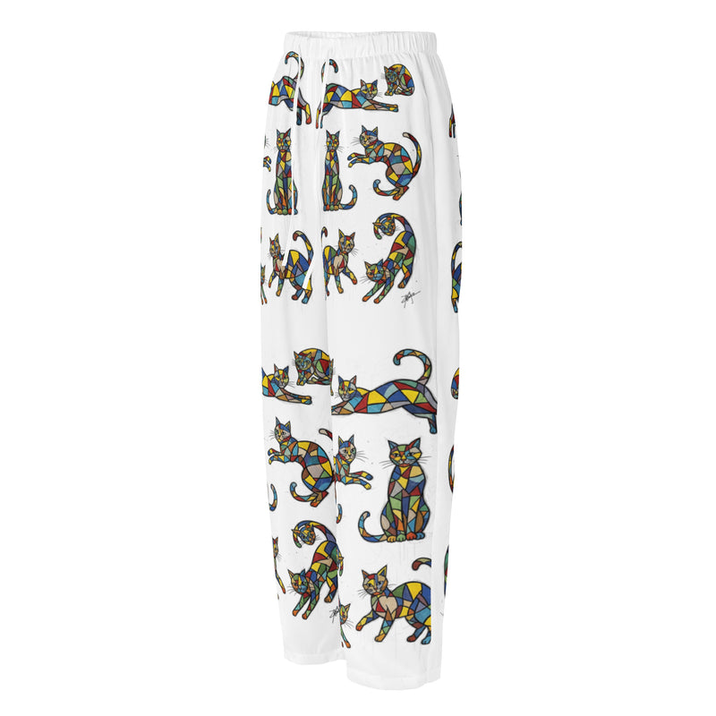 Abstracte Loungebroek Katten Print | Comfort Fit - Stained Glass Design