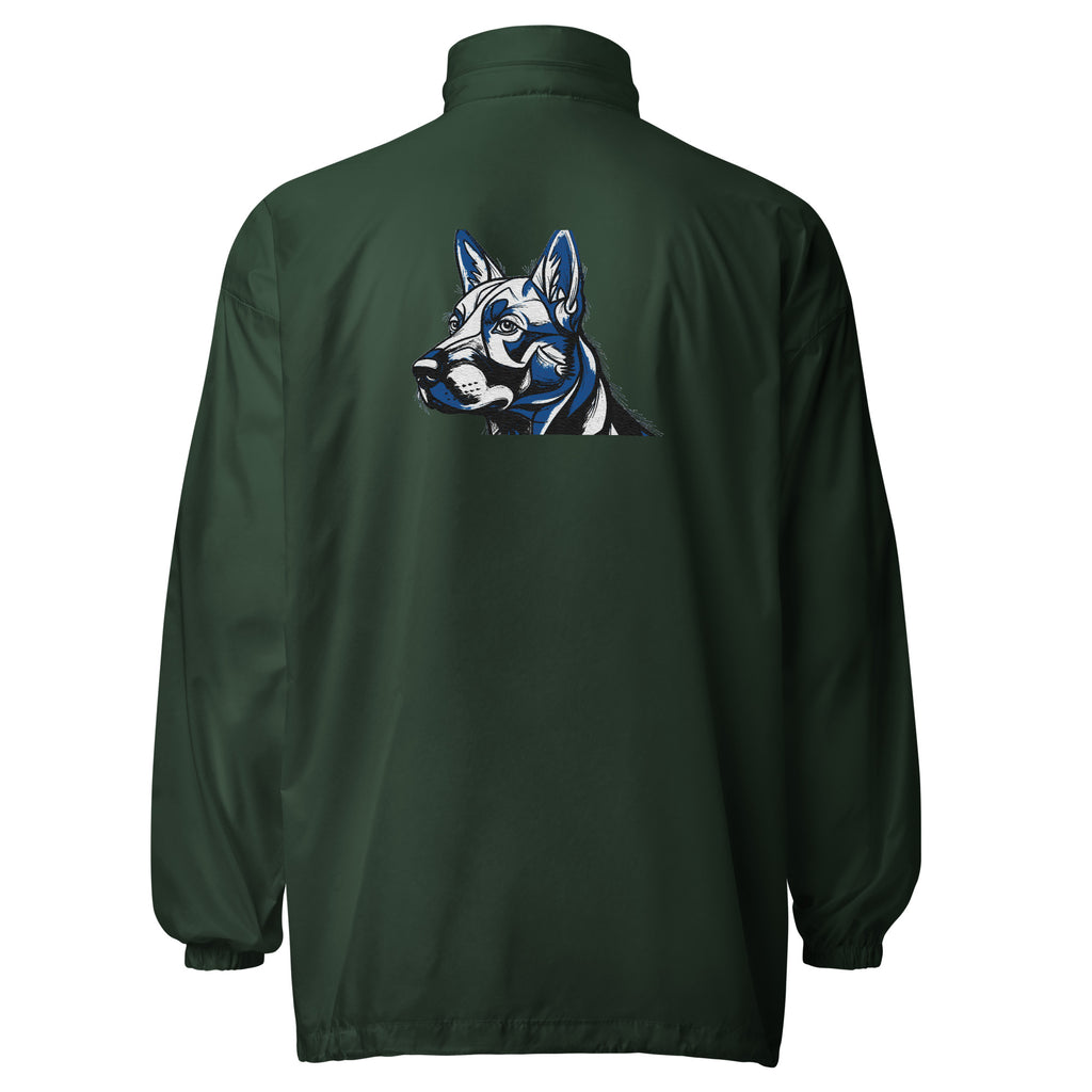 Unisex windbreaker met geometrische hondenprint. Waterafstotende jas.