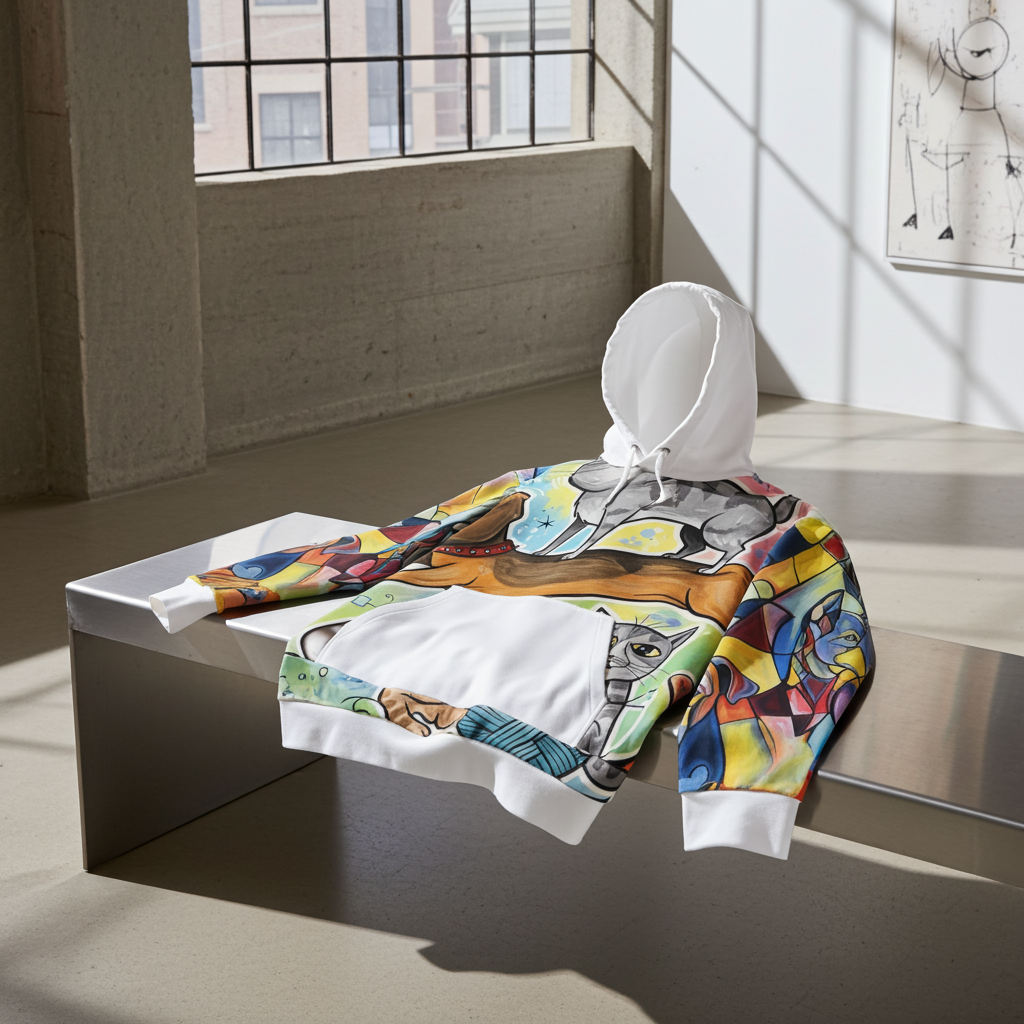 Abstracte Honden & Katten Hoodie | Retro Kunst Print - Hounds & Cats designpaws